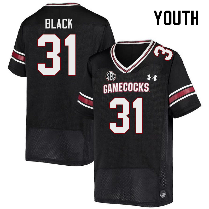 Youth #31 DJ Black South Carolina Gamecocks 2023 College Football Jerseys Stitched-Black
